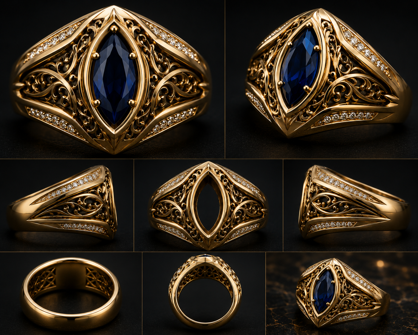 Royal marquise sapphire ring by Nate Savard